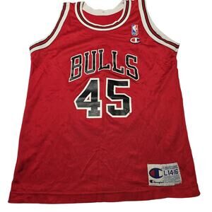 Vintage Champion NBA Chicago Bulls Michael Jordan #23 Youth L 14-16 Jersey Red